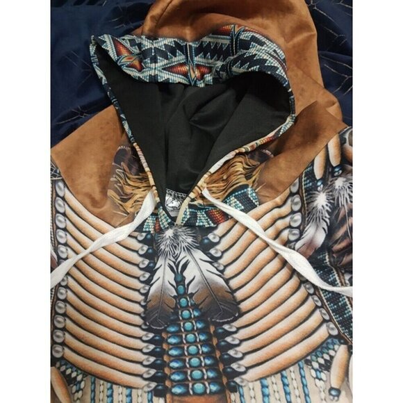 T Shirt Hoodie Native American Indian Size Large Fashion Tribal Trend Tee Soft - Picture 4 of 7